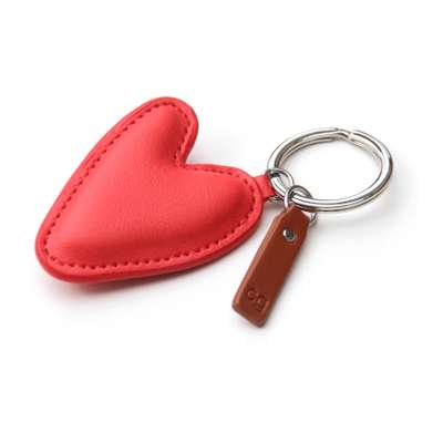 High quality red leather heart keyring custom brand heart shape leather accessories keychain