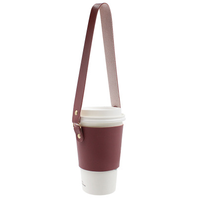 High quality wholesale new fashion portable designers leather strap cup holder protector