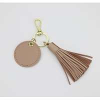 Personalized saffiano leather manufacturer tassel keychain ring leather keychain