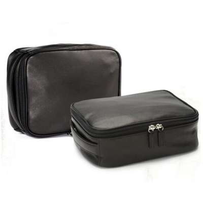 soft leather toiletry washing bag travel storage clutch organizer bag with handle