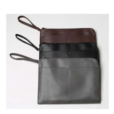 genuine cow leather clutch bags large pocket business hand bag for men