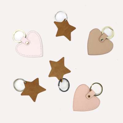 vintage pu leather star keychain keyring